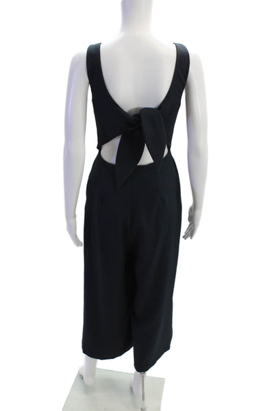 Wilfred Womens Sleeveless Scoop Neck Open Back Lined Jumpsuit Navy Size 4