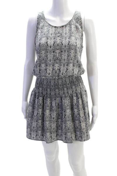 Joie Womens Textured Sleeveless Round Neck Animal Print Short Dress Gray Size S
