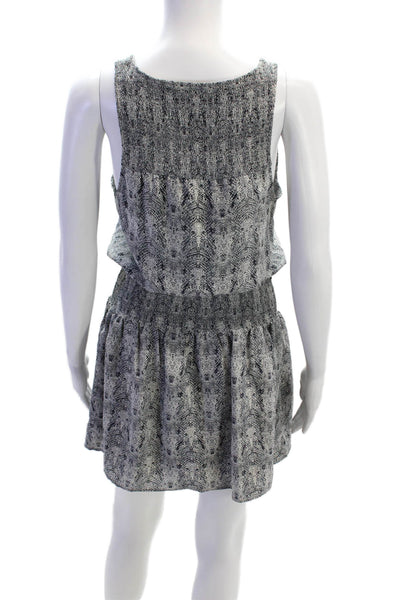Joie Womens Textured Sleeveless Round Neck Animal Print Short Dress Gray Size S