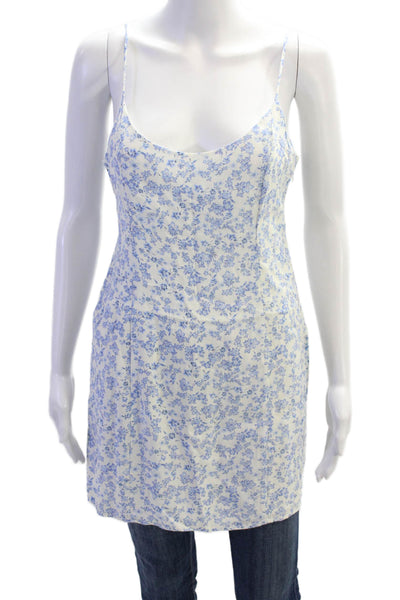 Z Supply Womens Spaghetti Strap Scoop Neck Floral Printed Tank Top Blue Size M