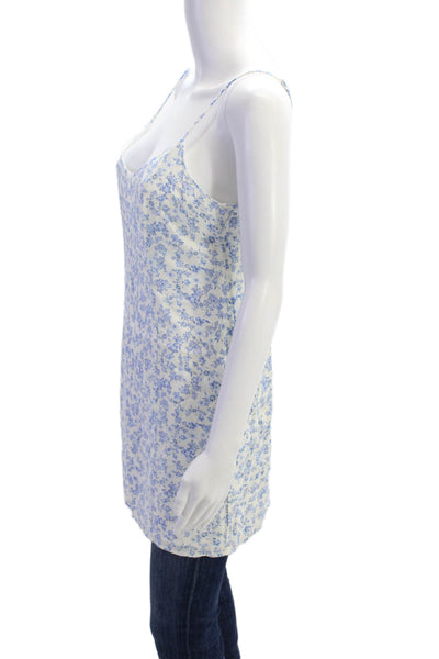 Z Supply Womens Spaghetti Strap Scoop Neck Floral Printed Tank Top Blue Size M