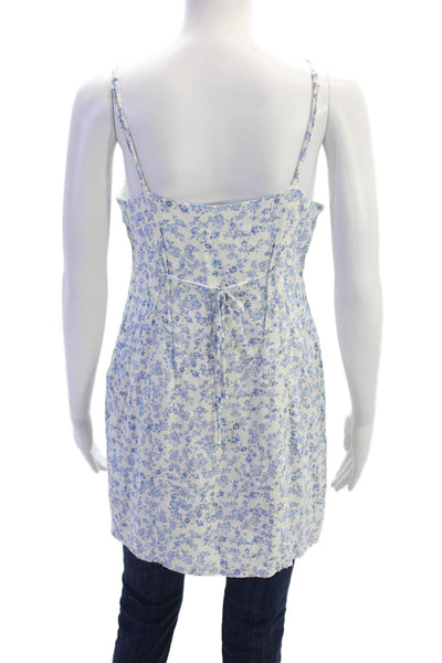 Z Supply Womens Spaghetti Strap Scoop Neck Floral Printed Tank Top Blue Size M