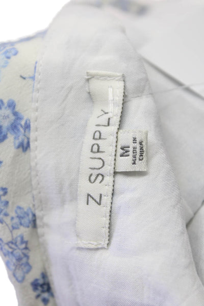 Z Supply Womens Spaghetti Strap Scoop Neck Floral Printed Tank Top Blue Size M