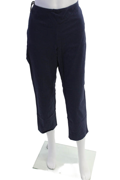 J. Mclaughlin Womens Cotton Flat Front Mid-Rise Tapered Pants Navy Size 12