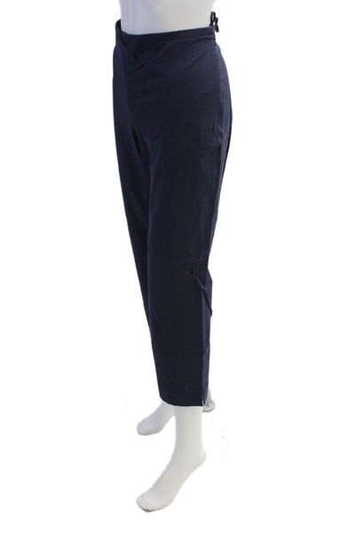 J. Mclaughlin Womens Cotton Flat Front Mid-Rise Tapered Pants Navy Size 12