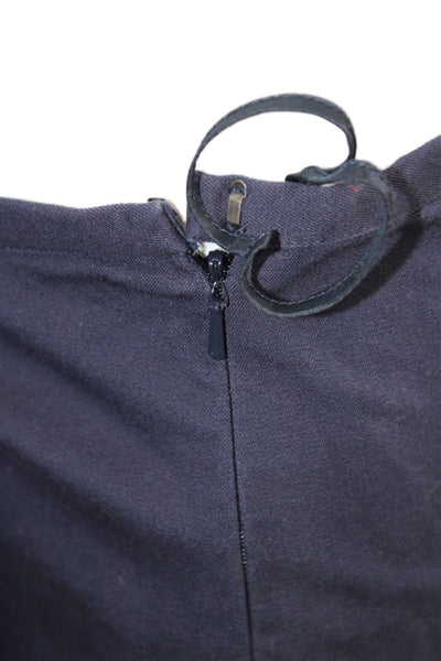 J. Mclaughlin Womens Cotton Flat Front Mid-Rise Tapered Pants Navy Size 12