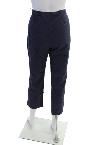 J. Mclaughlin Womens Cotton Flat Front Mid-Rise Tapered Pants Navy Size 12