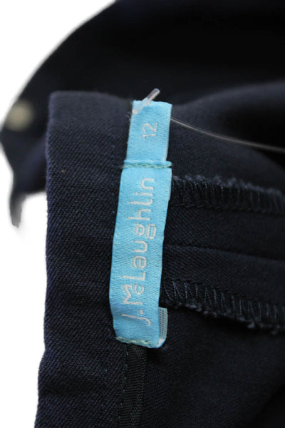 J. Mclaughlin Womens Cotton Flat Front Mid-Rise Tapered Pants Navy Size 12