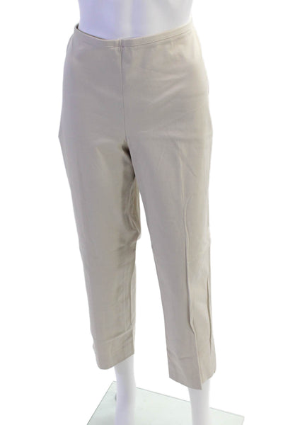 J. Mclaughlin Womens Cotton Flat Front Mid-Rise Tapered Pants Beige Size 12