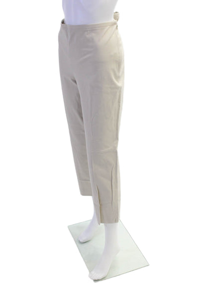 J. Mclaughlin Womens Cotton Flat Front Mid-Rise Tapered Pants Beige Size 12