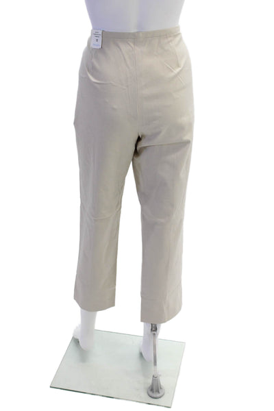 J. Mclaughlin Womens Cotton Flat Front Mid-Rise Tapered Pants Beige Size 12