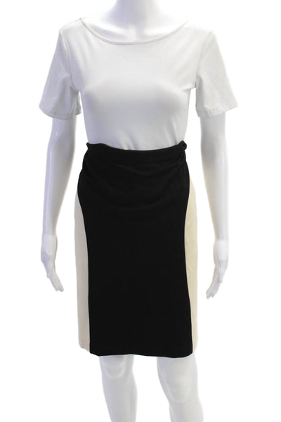 J. Mclaughlin Womens Two-Toned Zip Up Knee Length Pencil Skirt Beige Size 10