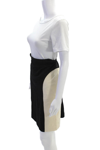J. Mclaughlin Womens Two-Toned Zip Up Knee Length Pencil Skirt Beige Size 10