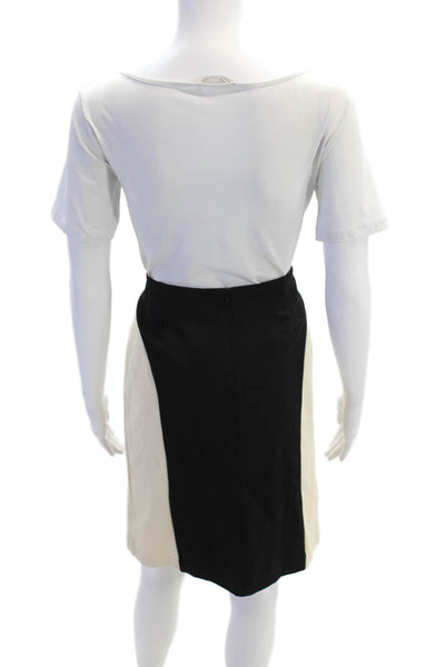 J. Mclaughlin Womens Two-Toned Zip Up Knee Length Pencil Skirt Beige Size 10