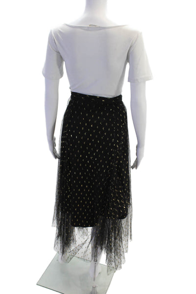 Eva Franco Womens Metallic Spotted Sheer Layered Mid-Calf Skirt Black Size 12