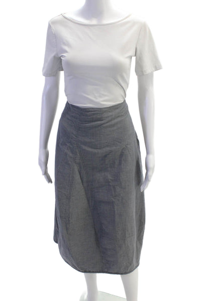 Oska Womens Cotton Elastic Waist Side Zip Mid-Calf A-Line Skirt Blue Size 3