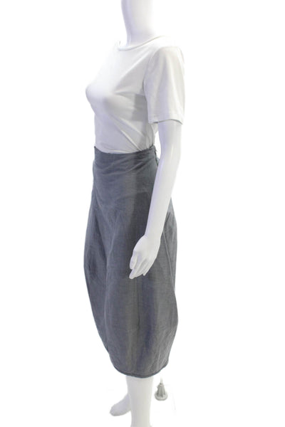 Oska Womens Cotton Elastic Waist Side Zip Mid-Calf A-Line Skirt Blue Size 3