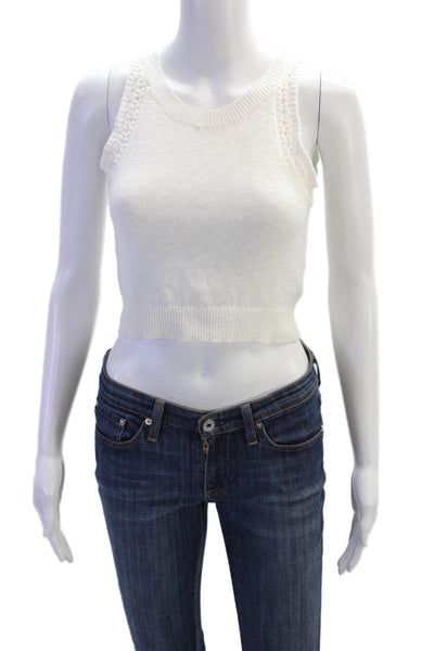 Madewell Womens Cotton Knit Round Neck Pullover Knit Tank Top White SIze XXS