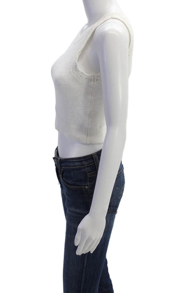 Madewell Womens Cotton Knit Round Neck Pullover Knit Tank Top White SIze XXS