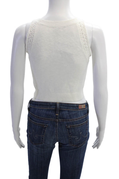 Madewell Womens Cotton Knit Round Neck Pullover Knit Tank Top White SIze XXS