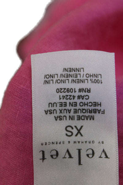 Velvet by Graham & Spencer Womens Short Sleeve Keyhole Linen Dress Pink Size XS