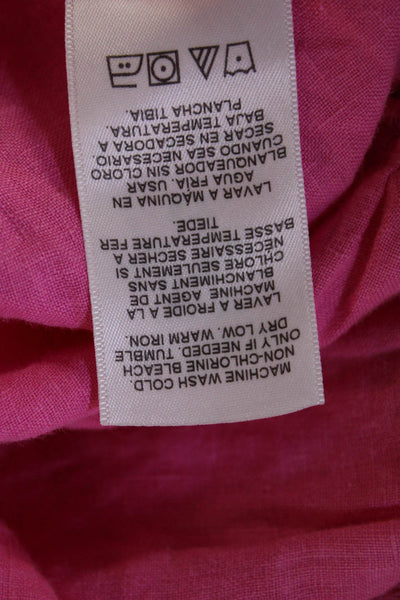 Velvet by Graham & Spencer Womens Short Sleeve Keyhole Linen Dress Pink Size XS