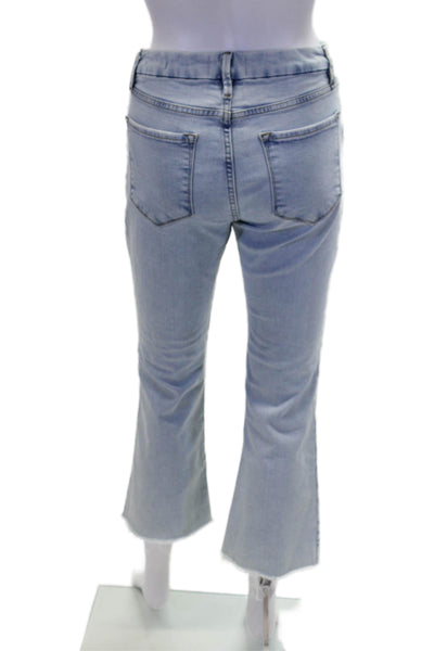 Frame Womens Zipper Fly High Rise Light Was Cropped Mini Boot Cut Jeans Blue 28