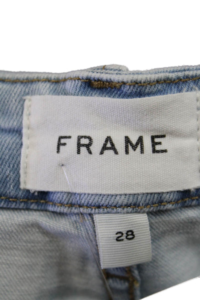 Frame Womens Zipper Fly High Rise Light Was Cropped Mini Boot Cut Jeans Blue 28