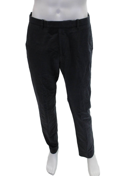 Theory Mens Cotton Zippered Flat Front Skinny Dress Pants Gray Size 32