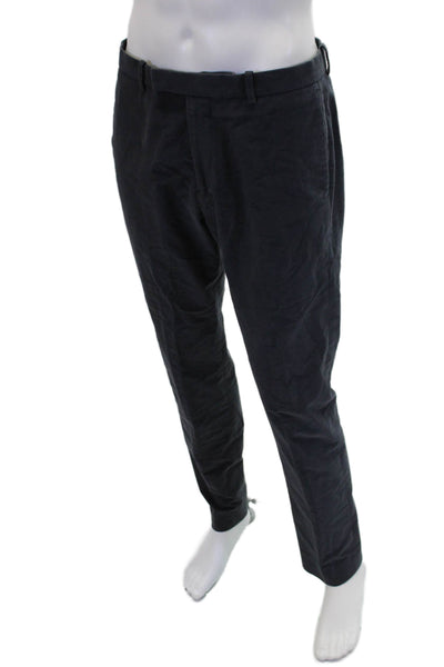 Theory Mens Cotton Zippered Flat Front Skinny Dress Pants Gray Size 32