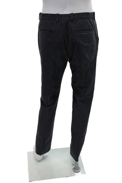 Theory Mens Cotton Zippered Flat Front Skinny Dress Pants Gray Size 32