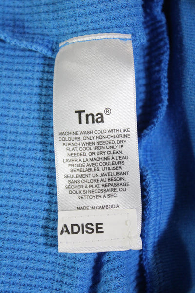 TNA Womens Cotton Long Sleeve Full Zip Lined Knit Hoodie Blue Size L