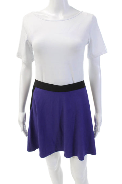 Theory Womens Colorblock Elastic Waist A Line Mini Skirt Purple Size S