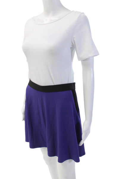 Theory Womens Colorblock Elastic Waist A Line Mini Skirt Purple Size S