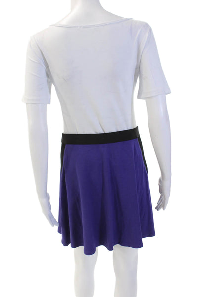 Theory Womens Colorblock Elastic Waist A Line Mini Skirt Purple Size S