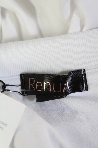 Renuar Womens Collared 1/2 Zippered Short Sleeve Blouse Top White Size M