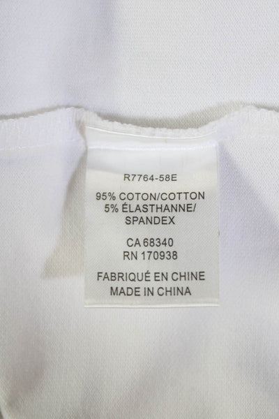 Renuar Womens Cotton Collared 1/2 Zippered Short Sleeve Blouse Top White Size L