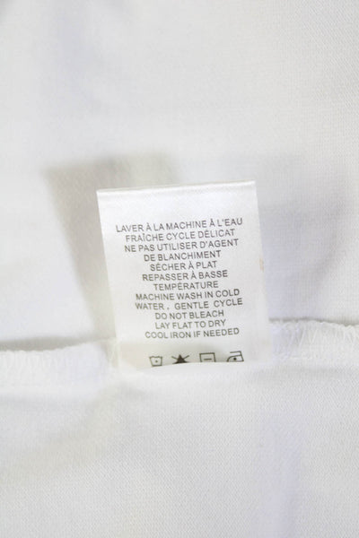Renuar Womens Cotton Collared 1/2 Zippered Short Sleeve Blouse Top White Size L