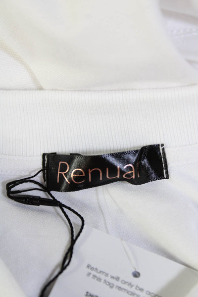 Renuar Womens Cotton Collared 1/2 Zippered Short Sleeve Blouse Top White Size L