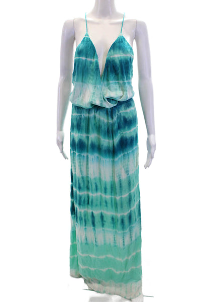 Young Fabulous & Broke Womens V Neck Tie Dye Print Sundress Blue Size S