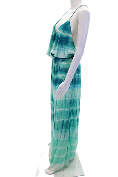 Young Fabulous & Broke Womens V Neck Tie Dye Print Sundress Blue Size S