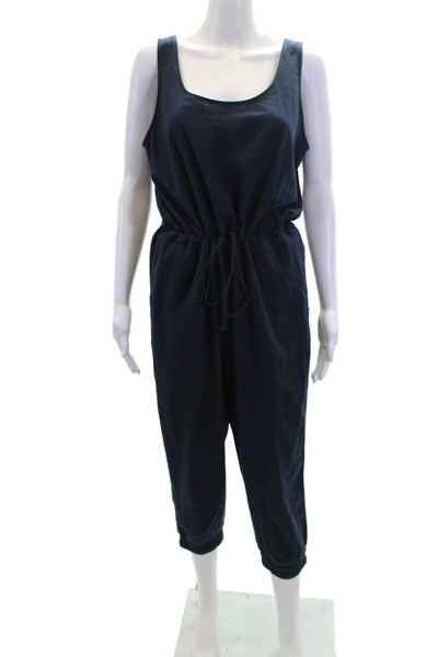 Drew Womens Scoop Neck Sleeveless Drawstring Tapered Jumpsuit Navy Size M