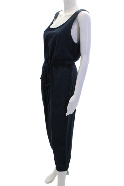 Drew Womens Scoop Neck Sleeveless Drawstring Tapered Jumpsuit Navy Size M