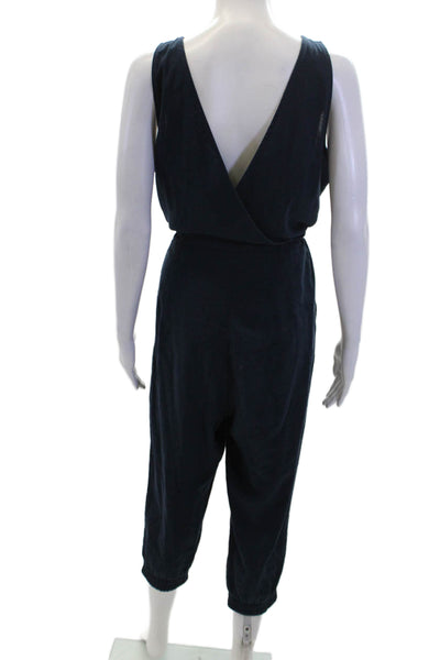 Drew Womens Scoop Neck Sleeveless Drawstring Tapered Jumpsuit Navy Size M