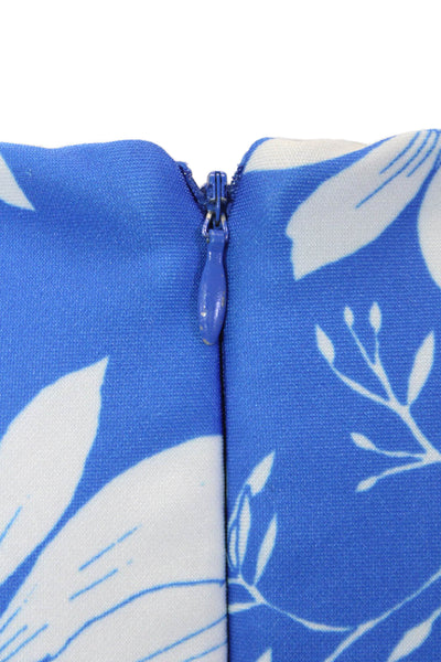 Vince Camuto Womens Textured Round Neck Sleeveless Floral Dress Blue Size 6