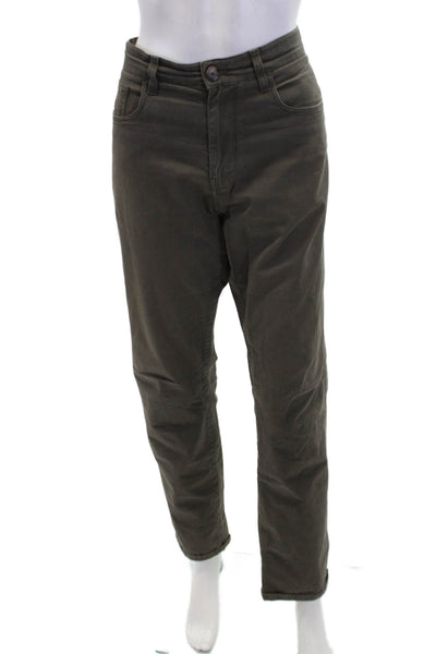 Vince Womens Cotton Zip Button Straight Leg Casual Pants Army Green Size EUR 32