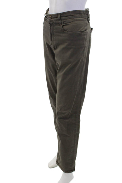 Vince Womens Cotton Zip Button Straight Leg Casual Pants Army Green Size EUR 32