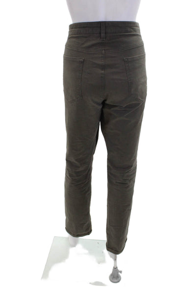 Vince Womens Cotton Zip Button Straight Leg Casual Pants Army Green Size EUR 32