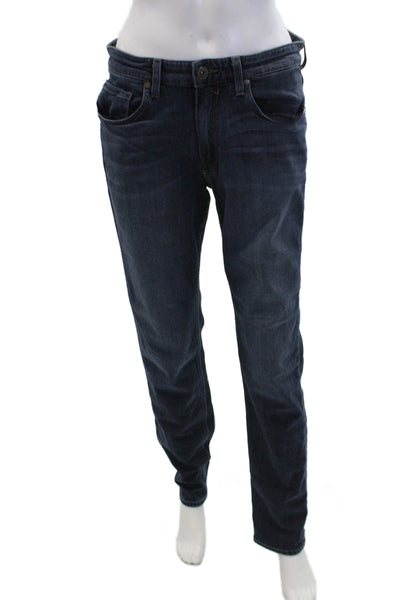 Paige Womens Cotton Zip Button Skinny Leg Denim Jeans Blue Size EUR 31