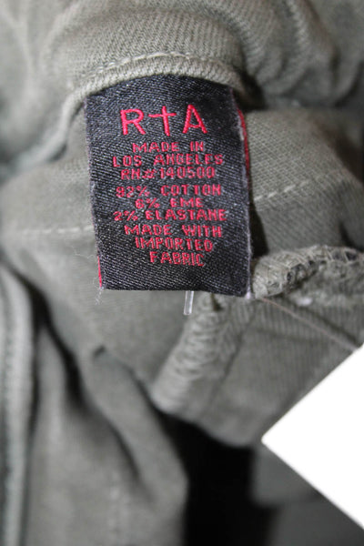 RtA Womens Cotton Elastic Waist Mid-Rise Zipper Hem Pants Green Size S